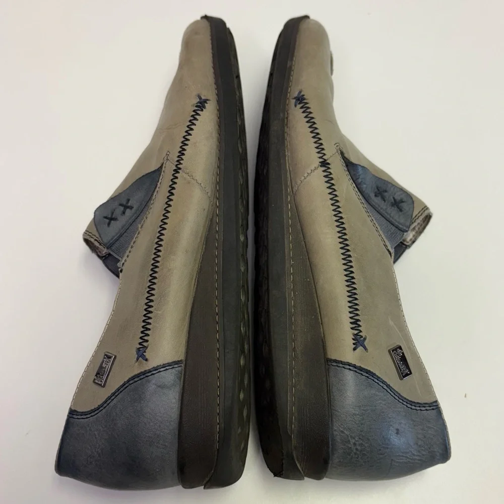 Rieker Women’s EU 40 Daphne Low-Top Grey Blue Slip On Leather Rubber Loafer Flat - Picture 7 of 11